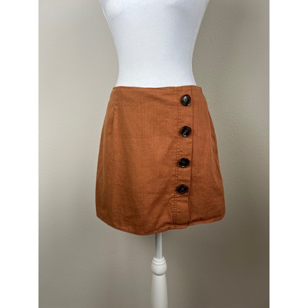 Sadie & Love Women Cotton Mini Skirt M Rust High Waist Y2K Grunge Minimalist